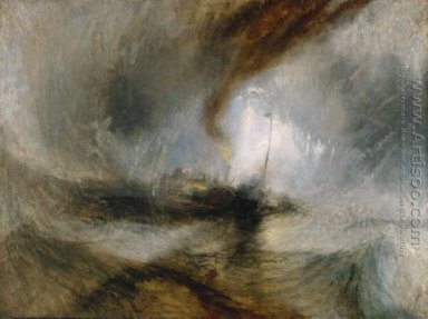 Snö storm Steam-Boat utanför en hamn mun c. 1842