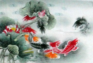 Peixes - pintura chinesa