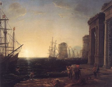 Scène de port au coucher du soleil 1643