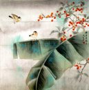 Aves em folhas de banana-Cleare - Pintura Chinesa