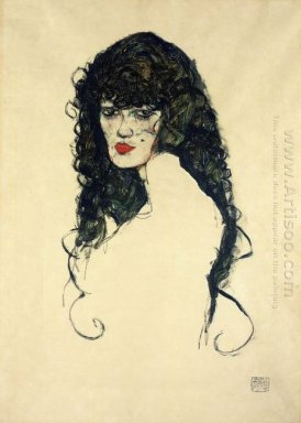porträtt av en kvinna med svart hår 1914