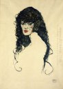 Ritratto di una donna con i capelli neri 1914
