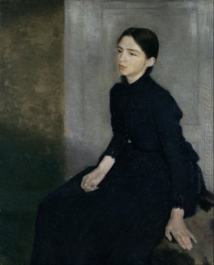 Portrait of a young woman. The artist\'s sister Anna Hammersh?i