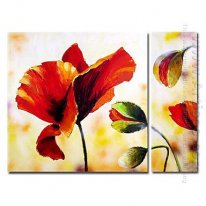 Tangan-Dicat Floral Oil Painting Oversized Lebar - Set Dari 2
