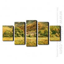 Tangan-Dicat Oil Painting Landscape Landscape - Set Dari 5