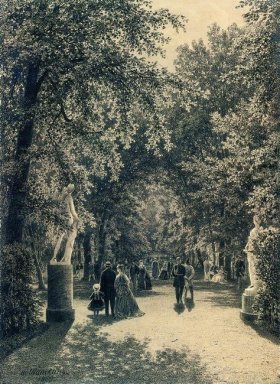 Allée du jardin d\'été à St Petersburg 1869