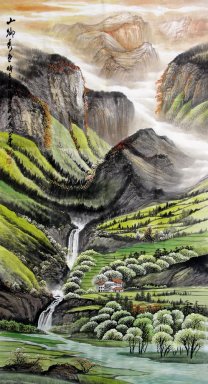 Montagnes, l\'eau - peinture chinoise