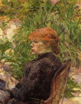 Rödhåriga kvinna som placeras i trädgården av M Forest 1889