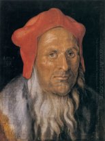 porträtt av en skäggig man i en röd hatt 1520