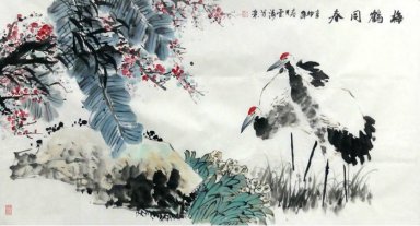 Crane - Plum - peinture chinoise