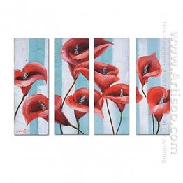 Pintados à mão pintura a óleo floral - conjunto de 4