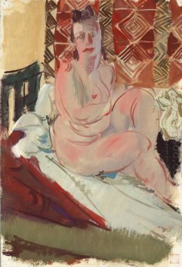 A Model Seated on a Bed