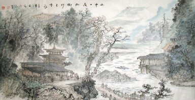 Berg, Trä- tornet - kinesisk målning