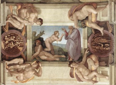 Création d\'Eve (avec ignudi et médaillons) 1509-1510