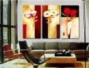 Hand-painted Abstract Oil Painting with Stretched Frame-Set of 3