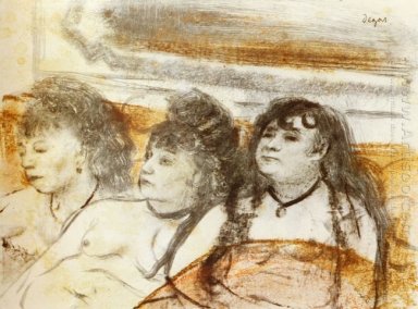 tre flickor sitter en face 1879