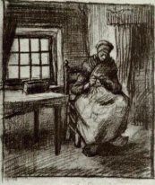 Interior con la mujer campesina Costura 1885 2