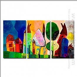 Handmålade landskap olje- målning - Set om 3