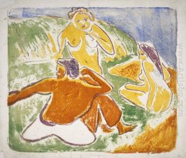 Tiga Bathers On The Beach