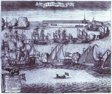 Das Mitbringen von vier schwedischen Fregatten in St. Petersburg