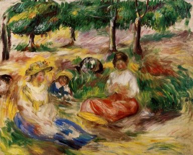 Tiga Gadis Muda Duduk In The Grass 1897