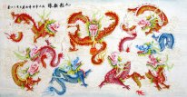 Dragon jouant avec une perle - peinture chinoise
