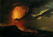 Vesuvio in eruzione con vista su Le isole nella baia di