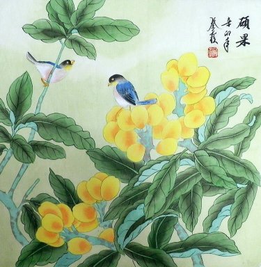 Frutas e Pássaros - Pintura Chinesa