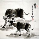 Cow-jeu ouvert - Peinture chinoise