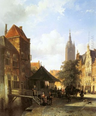 Springer Cornelis Figures In A Street In Delft