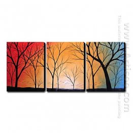 Pintura a óleo Paisagem Paisagem pintada à mão - conjunto de 3