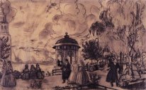 Public Garden Am Ufer der Wolga-Fest auf den Banken