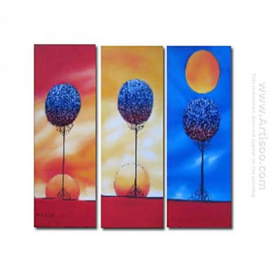 Hand-painted Abstract Oil Painting - Set of 3