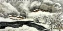 Village in the snow - Pintura Chinesa