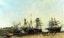 El Puerto Portrieux durante la bajamar descarga de pescado 1873