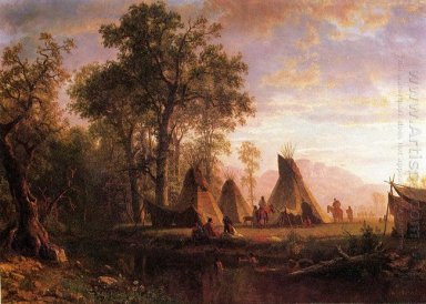 Indiaanse nederzetting late namiddag 1862