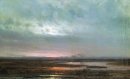 puesta del sol sobre un pantano 1871