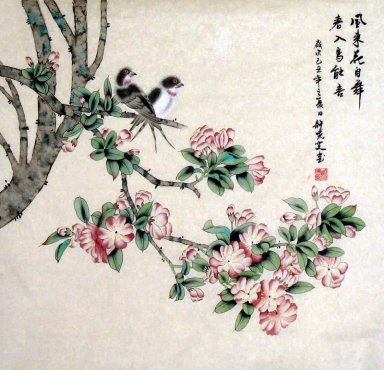 Birds-To take the wind from the dance - Chinese Painting