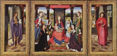 Oskulden och barnet med Saints och givare The Donne Triptych