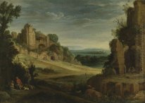 Paysage avec une partie de chasse et les ruines romaines