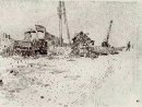 Road With Telegraph Pole And Crane 1888