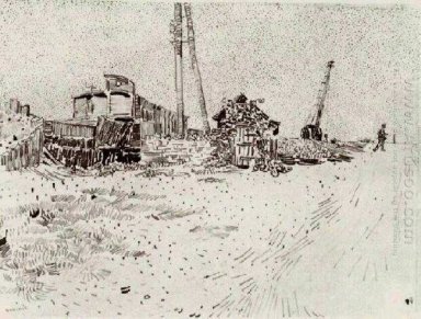 Weg met Telegraph Pole en Kraan 1888