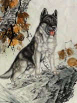 Wolf - Chinees schilderij(Beroemde)