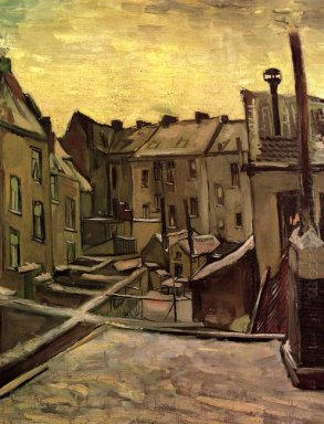 Backyards Of Old Houses In Antwerp In The Snow 1885
