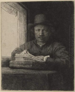 Zelfportret Tekening In Een Venster