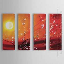 Pintados à mão pintura a óleo da paisagem - conjunto de 4