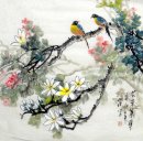 Peinture chinoise - Oiseaux-fleur