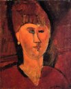 cabeça de mulher de cabelo vermelho 1915