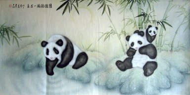 Panda et Bambou - Peinture chinoise