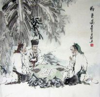 Pintura três branco-de cabelo antigos homens-chinês